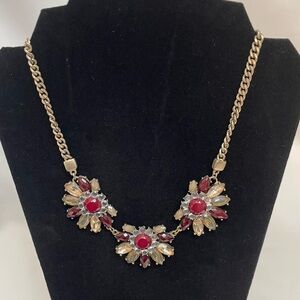 Elegant Gold and Red Floral Necklace